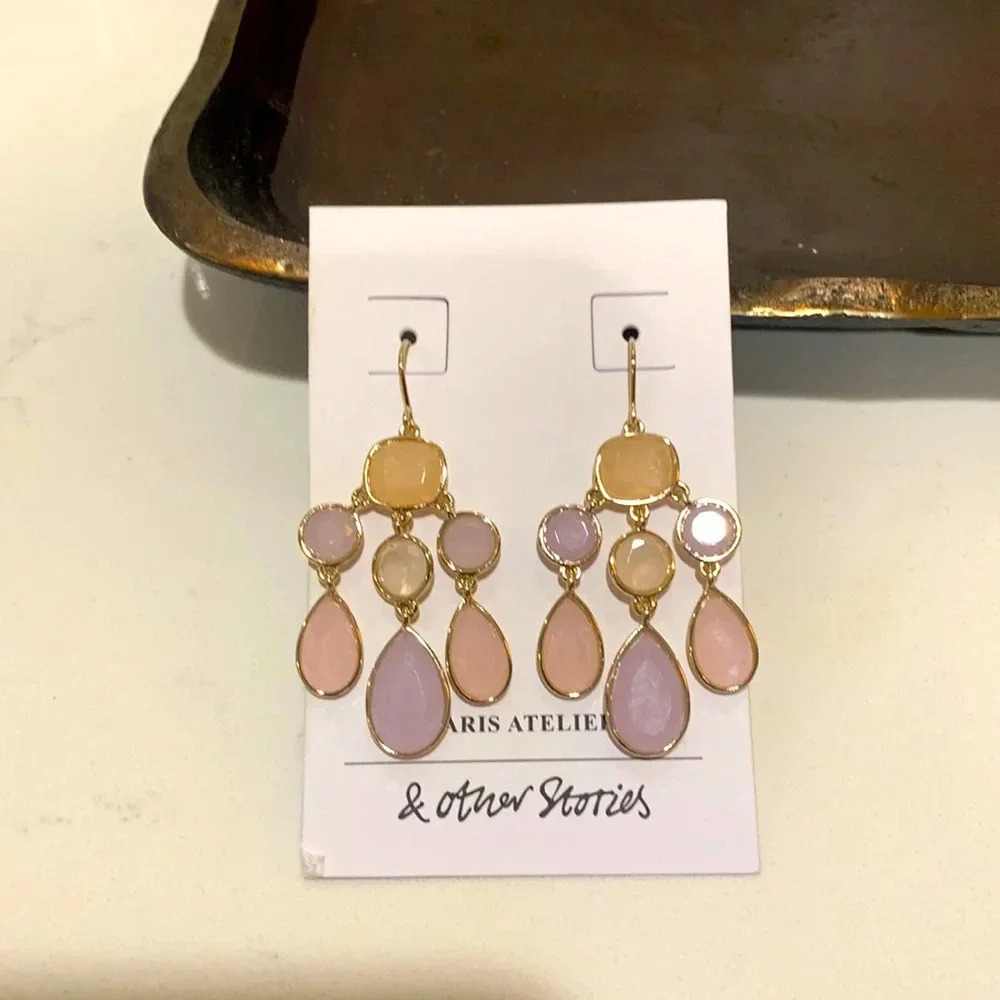 & Other Stories brand new earrings. Gold with pink lavender and nude stones